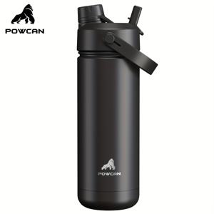 TEMU POWCAN 18oz 단열 물병, 2-in-1 빨대 및 주둥이 뚜껑, 24시간 냉장 보관, 누수 방지, 스포츠, 헬스장, 여행용 이중벽 스테인리스 스틸 물병|트래블보틀