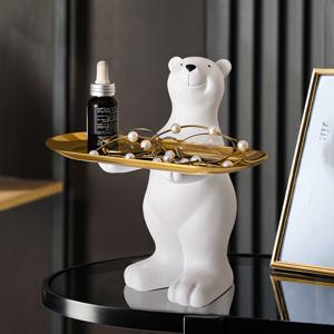 TEMU 1pc/고급 화이트 폴라 벨리 스토리지 장식, 스타일, 가벼운 물건만 들 수 있음, 클래식 만화 동물 장식 트레이, 침실, 사무실, 거실, 할로윈 장식에 완벽