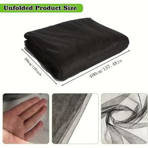TEMU 1pc 검정 모기장 3x4m/3x6m/3x12m - 내구성 있는 폴리에스터 정원 그물, 파리 및 새 제어, 마당 장식, 야외 캠핑 및 하이킹에 이상적, 비 방수, 캠핑 액세서리