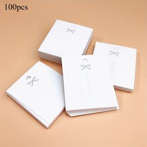 TEMU 우아한 리본 일러스트가 있는 100개 화이트 크래프트 종이 쥬얼리 디스플레이 카드 - 헤어핀, 고무줄, 목걸이, 팔찌용 액세서리 태그 - 공예 쇼, 소매 포장 및 비즈 용품, 판매용 쥬얼리 디스플레이