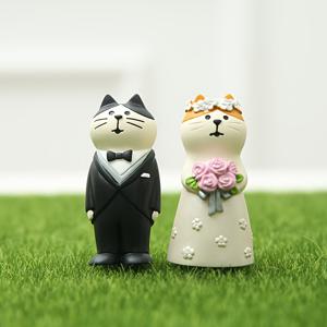 TEMU 2개 세트 매력적인 웨딩 고양이 피규어 - 블랙 타크서도와 커플 레진 조각상, 웨딩 파티 장식 또는 로맨틱 홈 액센트에 완벽한 아이템
