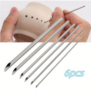 TEMU 6pcs 스테인레스 스틸 도자기 및 폴리머 클레이 조각 도구 세트 - 도자기 및 공예용 정밀 조각, DIY 공예 용품, 창의적인 프로젝트용 내구성 있는 금속 도구, 도자기 조각 도구
