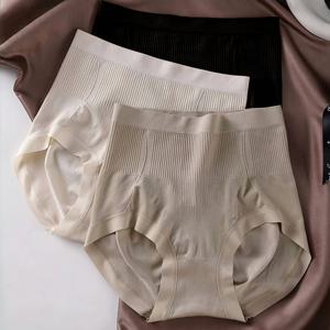 TEMU 3pcs 여성 고배색 무조건 브리프 - 통기성 3D 힙 리프트 산모 복부 컨트롤 팬티, 단색 심플 스타일 여성용 속옷