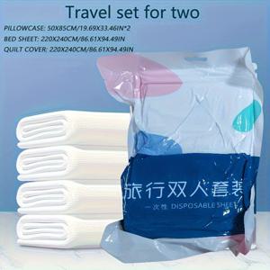 TEMU 일회용 침대 시트, 커버 및 베개 케이스 용품, 두꺼운 부직포 소재, 여행용 더블 침구 방오 커버