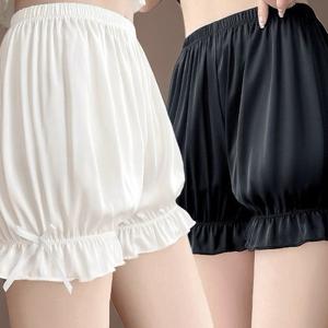 TEMU 여성용 2pcs 미드 썸머 파이프 레그, 얇은 여름 레그, 신축성 있는 허리밴드와 러플 디테일 - 봄/여름/가을, 가을 캐주얼 착용용, 신축성 있는 허리밴드, 부드러운 소재, 여성용 반바지