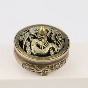 TEMU Dragon & Phoenix Zen Incense Burner - Zinc Alloy Traditional Chinese Design, Auspicious Blessings for Home Decor, Meditation & Religious Ceremonies, Ornate Metal Artwork, Incense Holder