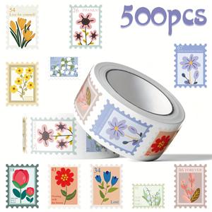 TEMU 500개/롤 귀여운 만화 색다른 꽃 스티커 - 수하물, 노트북, 기타, 전화, 물병, 스크랩북 비닐 데칼 - 자체 접착 폴리비닐 클로로이드, 수하물 및 더 이상 재사용 가능, 수하물 장식 | 재미있는 디자인 | 쉽게 붙이는 스티커, 꽃 장식