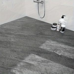 TEMU 블랙 접착식 바닥 타일 - 주방, 욕실, 침실 및 거실 리모델링용 내구성 있는 탈부착 가능 PVC 데칼 - 방수 기능, 애완동물 손상 수리, 고품질 홈데코 바스룸 플로어 타일