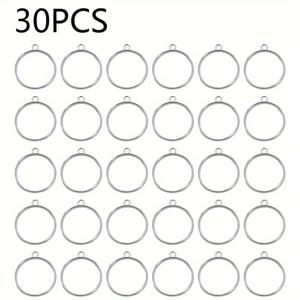 TEMU 30pcs 합금 25mm 라운드 드롭 접착제 금형 팬던트 수제 DIY 목걸이 팔찌 귀걸이 제작용