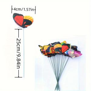 TEMU 50개 3D PVC 나비 스테이크 - 생동감 넘치는 야외 정원 장식, 배터리 필요 없음, 집과 파티 분위기 완벽