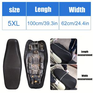 TEMU 3D 메쉬 쿠션이 있는 미끄럼 방지 블랙 시트 커버 - 튼튼한 나일론, 스쿠터 및 모페드에 적합, S부터 6XL 사이즈
