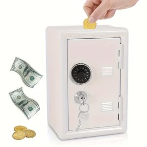 TEMU 비밀번호 잠금 및 2개의 키가 있는 안전한 금속 안전함 - 블랙, 4.7x3.9 인치, 현금, 동전 및 귀중품 보관에 이상적, 돈 상자|슬기로운 금속 상자|내구성 있는 구조, 안전 보관함