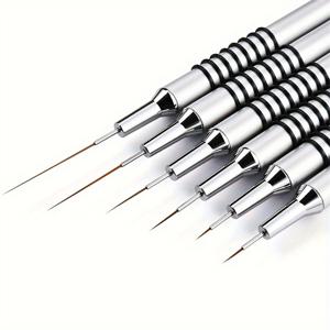 TEMU 6pcs 정밀한 네일 아트 린어 브러시 세트 - 세밀한 끝자리 디자인 펜으로 강력한 긴 선과 점을 그릴 수 있습니다. 젤 폴리시 호환 가능. 필수 네일 도구 키트 | 나일론 브러시 | 내구성 있는 네일 아트 도구