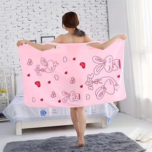 TEMU 여성용 소프트 두꺼운 마이크로파이버 랩 - 흡수력 있는 빠른 건조 로브, 하트 & 보우 패턴, 샤워, 스파 & 루앙웨어에 적합한 경량, 현대적인 디자인, 내구성 있는 소재|샤워가운