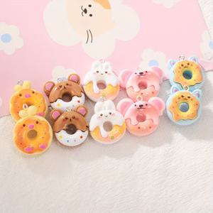 TEMU 10pcs 귀여운 동물 도넛 귀걸이 세트 DIY 보석, 다양한 레진 토끼 곰 디자인, 귀걸이, 열쇠고리, 가방 펜던트에 적합 - 수공예 취미가의 이상적인 액세서리 키트.