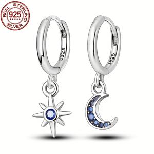 TEMU 100% S925 순은 달과 별 디자인 펜던트 귀걸이, 4g 무게, 오리지널 3mm 팔찌용, 여성 생일·발렌타인데이·크리스마스 또는 추수감사절을 위한 고급 주얼리 선물