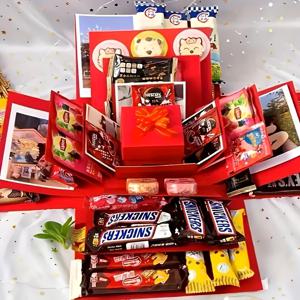 TEMU 다양한 상황에 적합한 뚜껑이 있는 선물 상자 세트 - 생일, 결혼식, 제안과 같은 기념일을 위한 다기능 DIY 파티 선물 포장 키트 (음식 포함되지 않음), 테마 패턴된 종이, 다중 공간 표시 상자, 종이 재질로 제작
