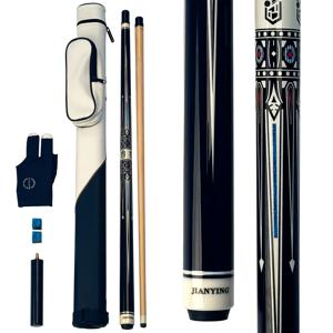 TEMU JIANYING 프로페셔널 풀 큐 스틱 세트, 58인치 캐나다 메이플, 12.5mm 팁, 19-20oz, 하드 케이스, 익스텐션, 글러브, 2개의 쵸크 포함 - 당구에 이상적, 휴일 및 특별 행사에 완벽한 선물