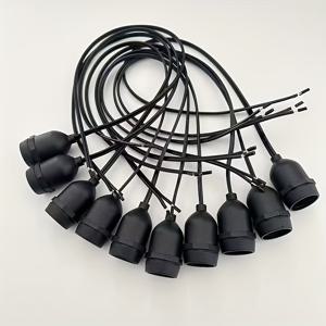 TEMU 10개 블랙 E26 & E27 베이스 LED 라이트 소켓과 2피트 와이어 포함 - 방수 기능, 보트 및 야외 사용용 USB 전원, 임시 구조물용(전구 미포함)