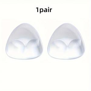 TEMU 1 쌍 실리콘 브라 패드, 보이지 않는 푸쉬업 강화제, 편안한 리프트 지원, 방수, 재사용 가능, 브라 및 수영복용, 손세척 가능, 100% 실리콘, 무지, 불투명, 무선 지원