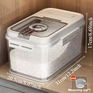 TEMU 1개 2사이즈 밀폐 식품 보관용기 세트 - 10.8L & 7.8L, PET 스퀘어 플립탑 쌀통, 재사용 가능, 곤충 및 수분 방지, 주방 저장실 정리용 밀봉식 곡물 디스펜서, 애완동물 사료 보관 - 식품 등급 내구성 있고 쉽게 청소할 수 있음