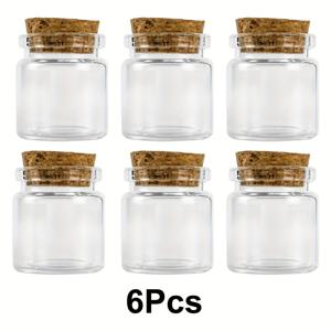 TEMU 투명한 작은 유리병 6개 세트, 장식용 병, 선물 포장 용기, 누수 방지 및 재사용 가능, 20ml, 귀여운 표류병