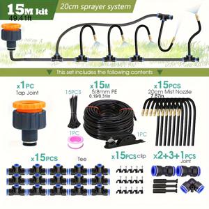 TEMU 정원 미스트 관수용 8mm 호스가 포함된 590.55인치-393.7인치 DIY 유연한 스프레이 키트, 유럽 및 미국용 범용 커넥터 스레드