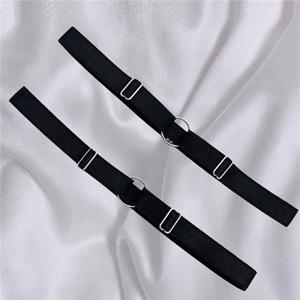 TEMU 2pcs 여성용 탄성 무릎 가터 벨트, 폴리에스터 & 스판덱스, 은색 액센트가 있는 세련된 허리 신축, 캐주얼한 외출, 파티, 저녁 데이트 및 축제 행사에 완벽한, 캐주얼한 의상 | 패션 허리 신축 | 니트 텍스처, 가터 벨트
