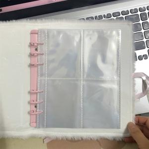 TEMU 스타 & 꽃 장식, 부드러운 폴리에스터 원단, 사진카드 및 더 많은 것들을 위한 직사각형 정리함, 핑크 액센트, 사진카드 홀더 | 상상력 있는 책 | 부드러운 폴리에스터 커버, 물고기 보드 스타일|북커버|포카바인더