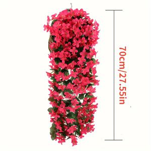 TEMU 2개 세트 화려한 인공 꽃 매달린 바구니 - 레드, 핑크, 퍼플의 화려한 장미 덩굴, 야외 및 홈 장식, 웨딩 액센트에 완벽, 유지보수 필요 없음