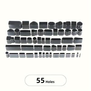 TEMU 24/39/55개 가죽 펀칭 도구 세트, 모양 홀 홀로우 펀치 커터, 가죽 벨트 폰 홀스터 DIY 공예 도구