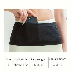 TEMU 조절 가능한 러닝 허리 벨트 및 폰 홀더 - 하이킹, 여행 및 피트니스용 숨겨진 팬니 팩, 검은색 폴리아미드 소재, 야외 모험에 완벽합니다!|러닝벨트