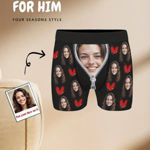 TEMU [DIY] 맞춤형 남성용 독특한 하트 프린트 복서 브리프, 인물 사진 맞춤형 참신 프라이버시 브리프, 명절 선물