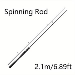 TEMU 1개의 탄소 섬유 낚싯대, 2.1M/6.89Ft & 2.4M/7.87Ft, 가벼운 강력, 빠른 액션, 스피닝, 바이트, 블랙, -130cm 접이식 길이, 4-35g 무게, 성인용, 아버지의 날, 대양, 해변, 연못, 바스 낚시