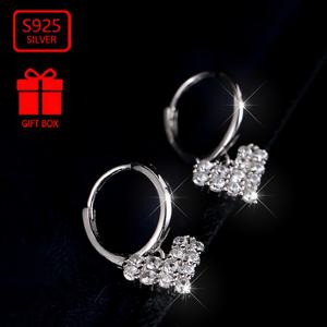 TEMU 2pcs Vana 여성 패션 달랑 귀걸이, 925 실버 하트 모양 합성 큐빅 지르콘, 간단한 한국 스타일, 도금 없음, 일상 착용 및 휴가용
