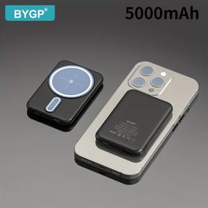 TEMU 새로운 5000mAh 자석 무선 보조배터리 애플 15 프로 / 14 맥스 / 13 / 12 휴대폰용 LED 전원 표시기, 야외 여행 비상 백업 모바일 충전기, 선물용|보조배터리