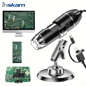 TEMU 인스크램 1600X 고화질 디지털 현미경 카메라, 200W/30W 전력, USB 휴대용 전자 스코프, 피부 분석, 곤충 연구 및 회로 검사용