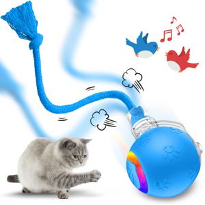 TEMU 색다른 조명이 있는 상호 작용형 스마트 고양이 장난감 공 - USB 충전식, 실내 고양이용 자동 이동 공, 점프 및 튀기기, 모든 품종 고양이에게 적합, 긴 줄 장난감 포함, 고양이 엔터테인먼트 | 밝은 LED 조명 | 내구성 있는 실리콘, 재미있는 고양이 장난감
