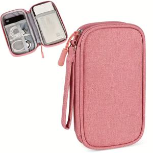 TEMU 1pc TechGuard 휴대용 전자 주최자, 케이블, 마우스, 전원 은행을 위한 직물 여행 케이스 - 다기능 및 가벼운 디지털 액세서리 보관 가방|보조배터리