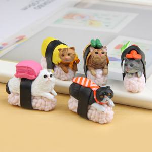 TEMU 5pcs WhimsyCat 현실적인 고양이 스시 인형, 미니 일본식 DIY 랜드스케이프 장식, 전원 필요 없음