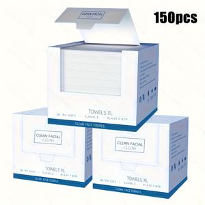 TEMU 26*30Cm 50/150pcs 일회용 얼굴 수건, 초소프트, 피부 청소용 향수 없는 클렌징 와이프, 모든 피부 타입에 적합, 다목적 메이크업 리무버 및 두꺼운 클렌징 수건 -- 50장/박스