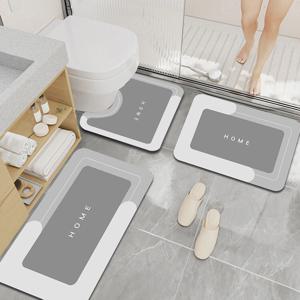 TEMU 3pcs 다이아토미 욕실 러그 세트, 미끄럼 방지, 100% 폴리에스테르 및 다이아토미, 1000gsm, 0.25cm 두께, 주방, 출입구, 가정 장식용 직사각형 욕실 매트 - 올 시즌 사용