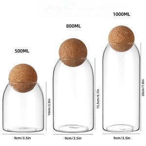 TEMU 3pcs 세트 고 보로실리케이트 유리 차 캔스터, 플립 탑 뚜껑과 둥근 코크 스토퍼, 커피 비스과 차 잎을 위한 다목적 재사용 가능한 보관 병, 손세척만, 전기 필요 없음