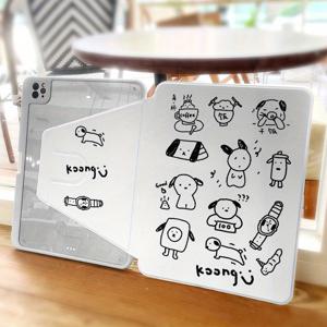 TEMU iPad Pro/Air용, 회전식 브래킷, 자동 수면/각성, 내장 펜 슬롯, 간단한 강아지 스타일 태블릿 케이스