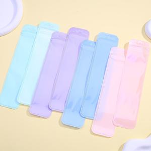 TEMU 50개 5.5*22cm 마카롱 레이저 펜 백, 펜 포장 백, 파티, 화장품, 립글로스, 주얼리 및 펜 포장을 위한 밀봉 가능한 냄새 방지 백 - 밝은 분홍색, 파란색, 시안, 보라색, 혼합 색상, 플라스틱 재질