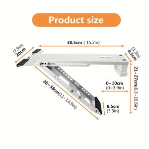 TEMU 5000-12000 BTU 유닛용 헤비 듀티 에어컨 창문 마운트 브래킷, 최대 85lbs, 조절 가능한 익스텐더 다리 및 내장 버블 레벨, 스테인리스 스틸 구조, 화이트