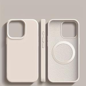 TEMU 애플 케이스와 호환되는 iPhone 13, 14, 15, 및 16 시리즈용으로 설계된 내장 자기 링이 있는 단색 액체 실리콘 보호 커버|아이폰케이스
