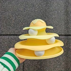 TEMU 3팩 콘 고양이 장난감 - 상호작용 트랙 볼 스피너, 내구성 있는 플라스틱 애완 동물 운동 장난감, 실내 놀이 및 지적 자극 및 심심함 완화, 배터리 필요 없음, 재미있는 디자인 | 고양이에게 안전한 인터랙티브 고양이 장난감
