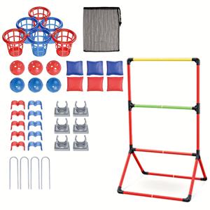 TEMU 2-in-1 샌드백 던지기 게임 세트, 계단 프레임, 인터랙티브 아웃도어 버킷 게임 세트, 생일 선물, 휴대용|모래주머니