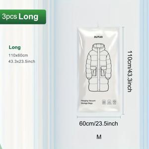 TEMU 3pcs 새로운 확장 가정용 걸이형 드로브레스 진공 압축 가방 5개 후크 두꺼운 및 확대 크기 다운 재킷 의류 보관 및 조직 가방